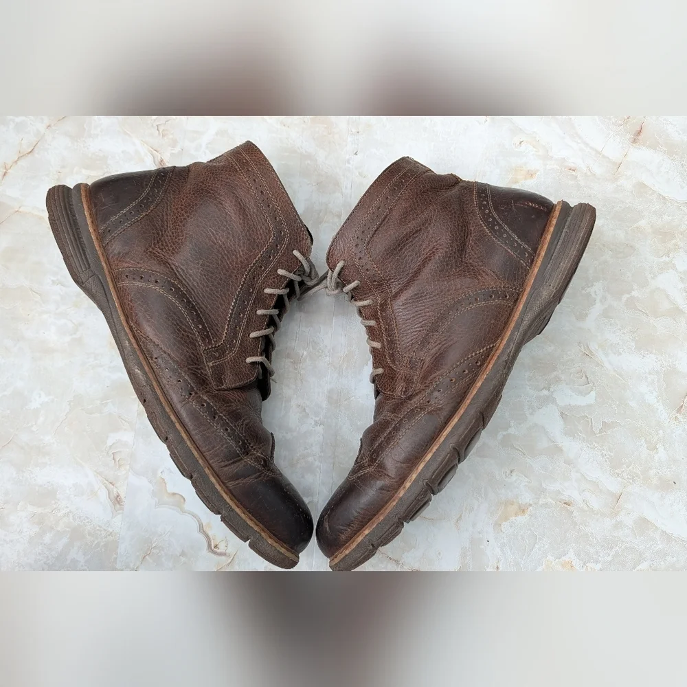 Bass Brown Leather Upper Wingtip Boots Men Sz 13